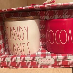 Rae Dunn Red and White Canister & Mug Set